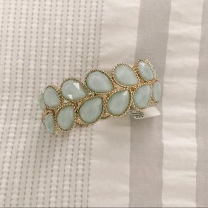 Light Teal & Gold Stretch Bracelet